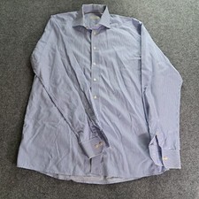 Eton Dress Shirt Mens 17/43 Blue White Striped Contemporary Long Sleeve READ