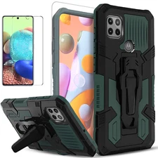 Rugged Glossy Hard Stand+Tempered Glass For Motorola Moto One 5G Ace/uw