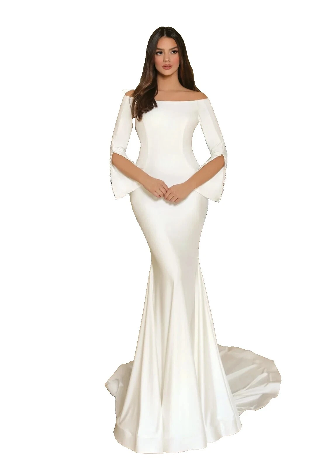 Columna/vaina 3/4 vestidos de novia de manga