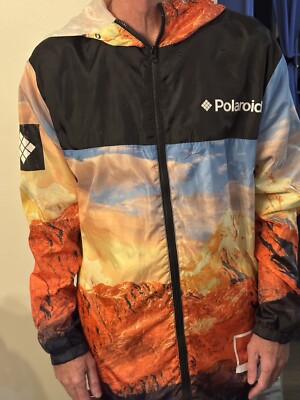 Polaroid Collection Hooded Zip Up Windbreaker Mountains Large