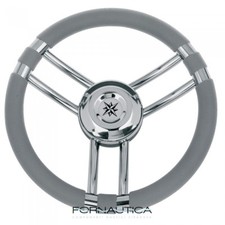 VOLANTE BARCA GOMMONE 3 RAZZE INOX E POLIURETANO COLORE GRIGIO Ø 35 CM - T21G/35