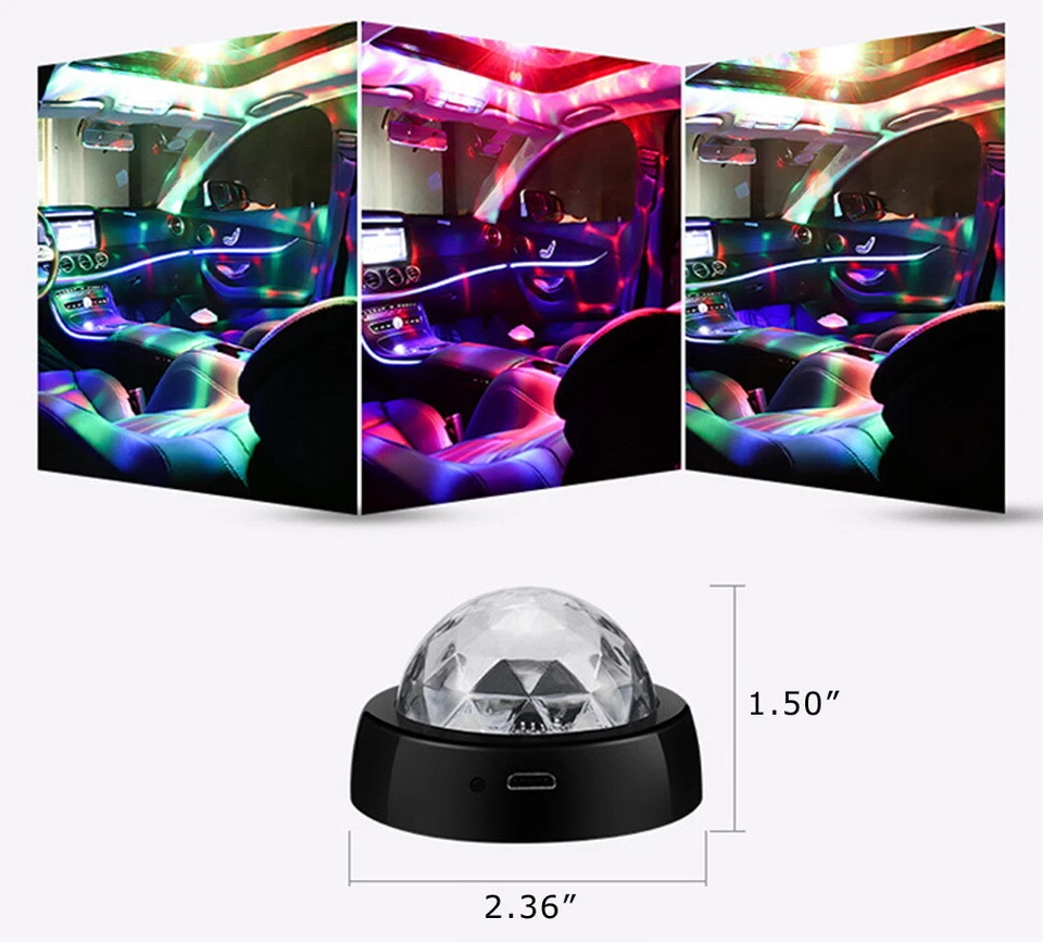 USB Recargable Sonido Activo Multicolor RGB LED Interior DJ Disco Luz Bola Foto 3 de 4