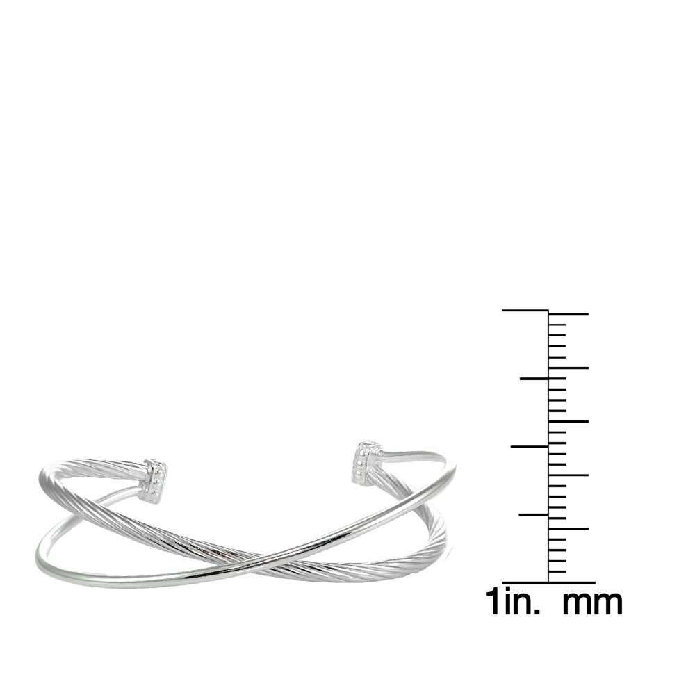 High Polished & Twist Criss Cross Cuff Bangle Bracelet in
