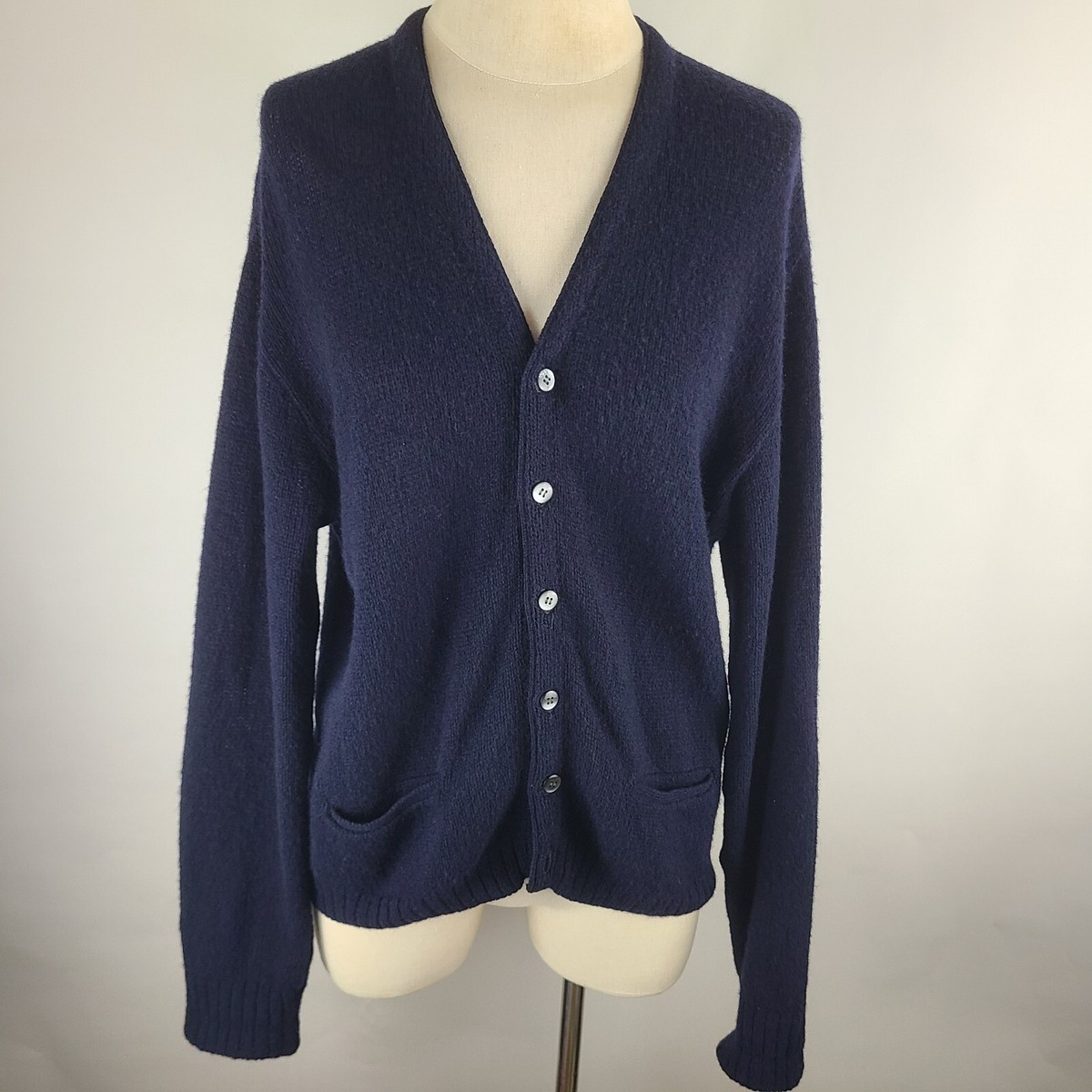 Vintage Mcgregor Sportswear Wool Mohair Navy Blue Cardigan Sweater