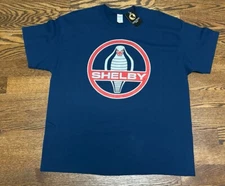 Shelby Official Apparel T-Shirt Tee XL Blue Cobra Print Front Mustang