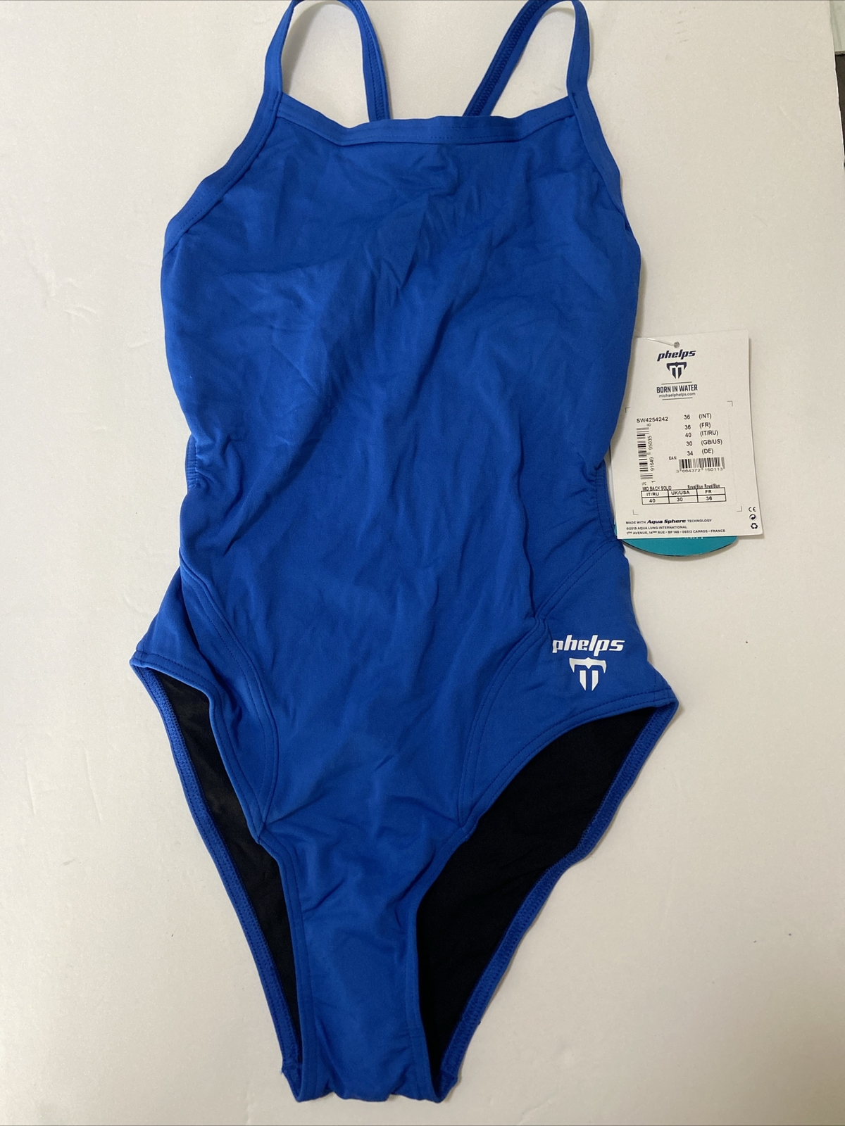 Comp Mid back solid Royal Blue Phelps Bathing suit Size 30 Swimsuit Women’s