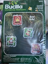 VTG BUCILLA HOLIDAY SACHETS - 48990- 4 JEWELED ORNAMENTS NIP FELT KIT