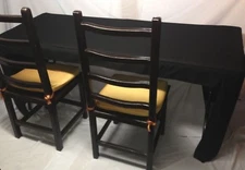 8' Fitted Polyester Tablecloth OPEN BACK Table Cover Booths Trade Show DJ Black