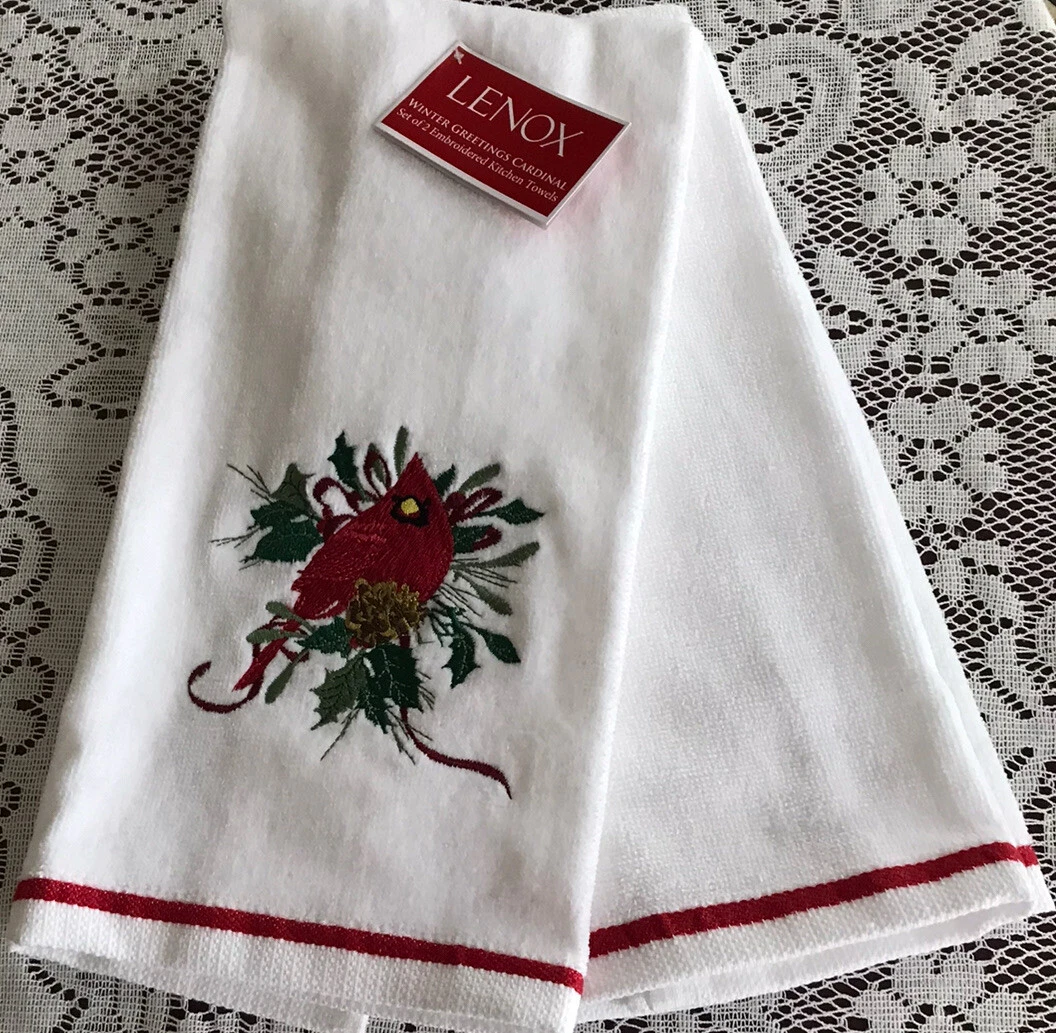 Winter Kitchen Towel Cotton Terry Cloth Embroidered Let It 