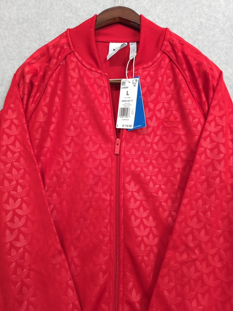Adidas Originals Men's Track Top Red Jacket AOP Mono Logo Adidas Originals Men's Track Top Red Jacket AOP Mono Logo
