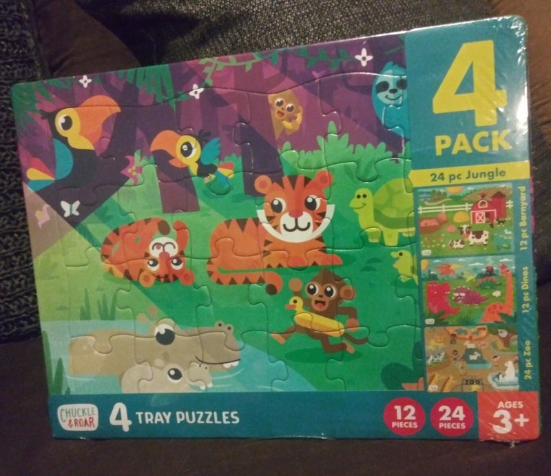 4) Tray Puzzles Chuckle & Roar * Ages 3+ Brand New In Package *