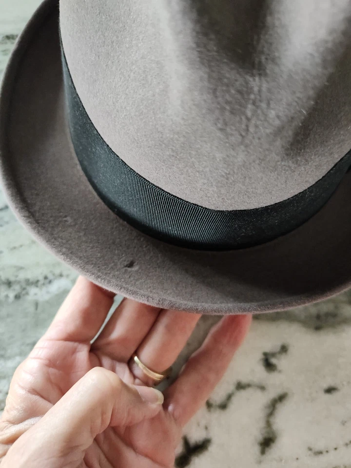 Vintage Stetson Fedora 'Custom V' Grey 1930s Size 7 w/Box - RARE! - Image 4 of 4