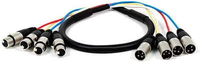 Monoprice 4-Channel XLR Male to XLR Female Snake Cable - 3 Feet - Black