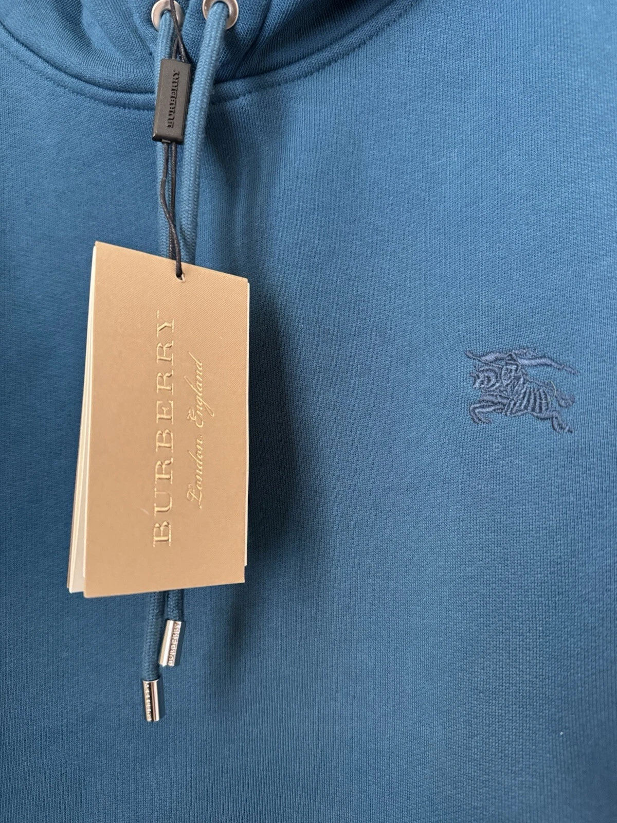 Felpa con cappuccio Burberry London nuova Claredon blu Nova logo a scacchi XXL