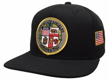 City of Los Angeles Full Color Seal W/ USA Flag Seal Black Snapback