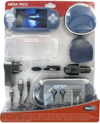 Kit D'accessoires Pour PSP Slim - Coque, Chargeur, Film Protecteur - Neuf Bleu