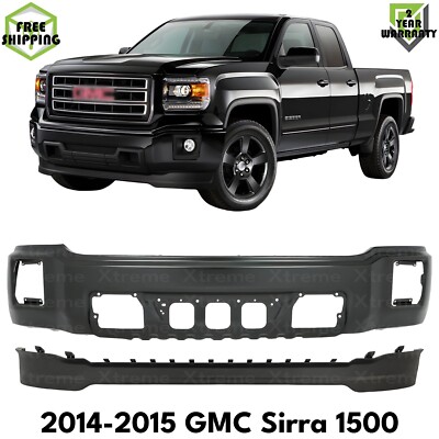 Front Bumper Paintable Steel & Valance Textured For 2014-2015 GMC Sierra 1500