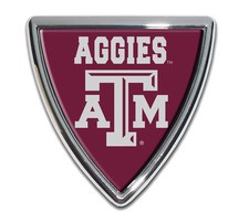 texas a&m aggies shield logo chrome auto car emblem usa made