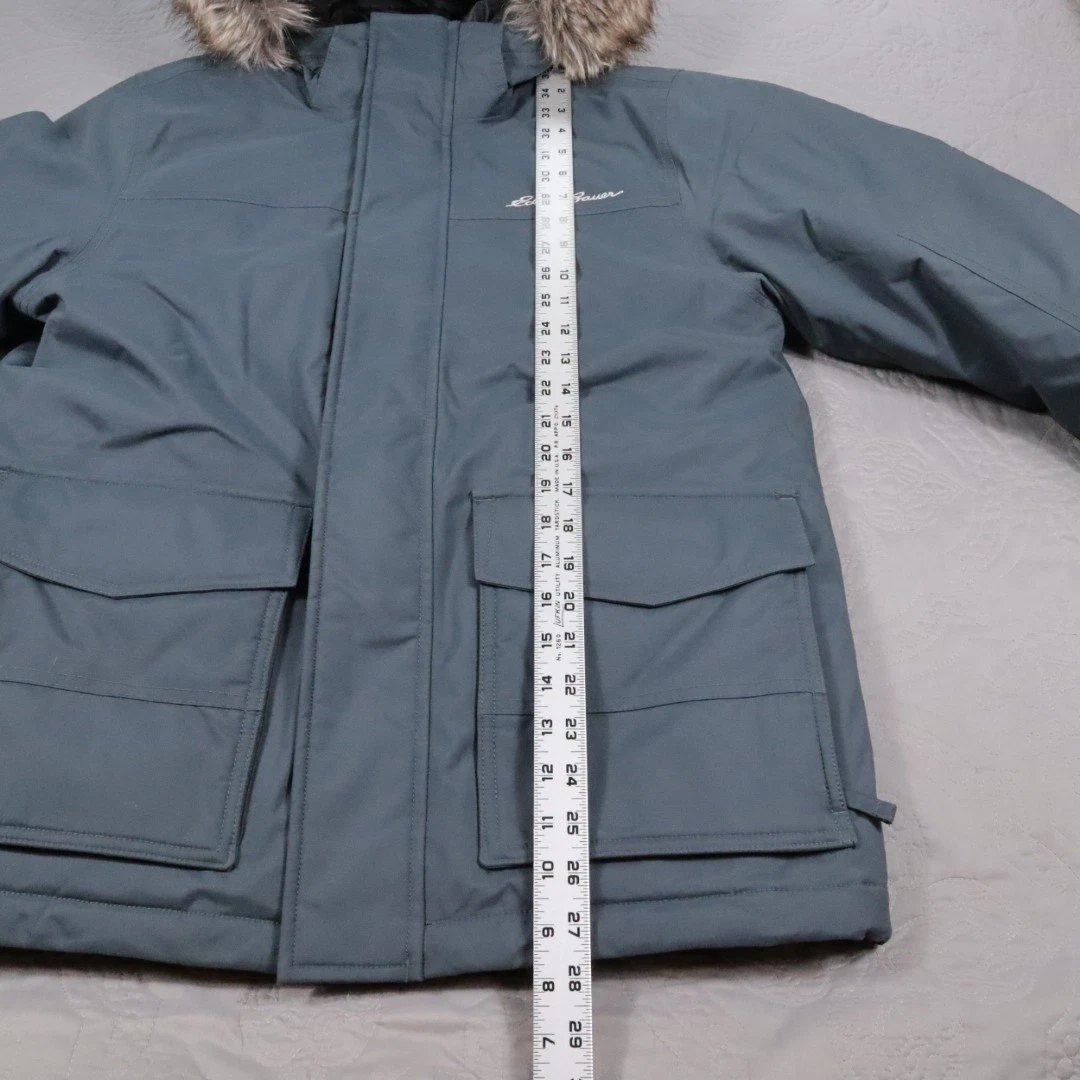 Eddie Bauer Nordic Down Parka Mens Small Blue WeatherEdge Faux Fur Hooded EB550 - product detail image 9