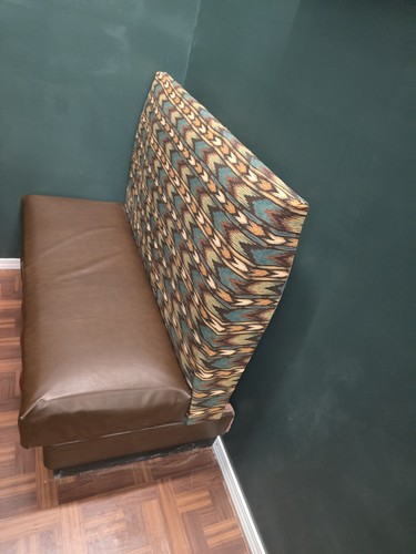 Upholstered Plain Back Restaurant Booth with Brown Seat