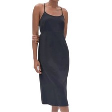 Everlane Women’s 4 Black The Japanese GoWeave Cross Back Strap Slip Midi Dress