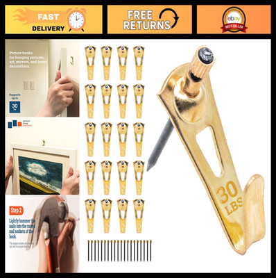 Heavy-Duty Picture Hanging Hooks - 30 lbs Support - 100 Pack Wall Hangers for Fr