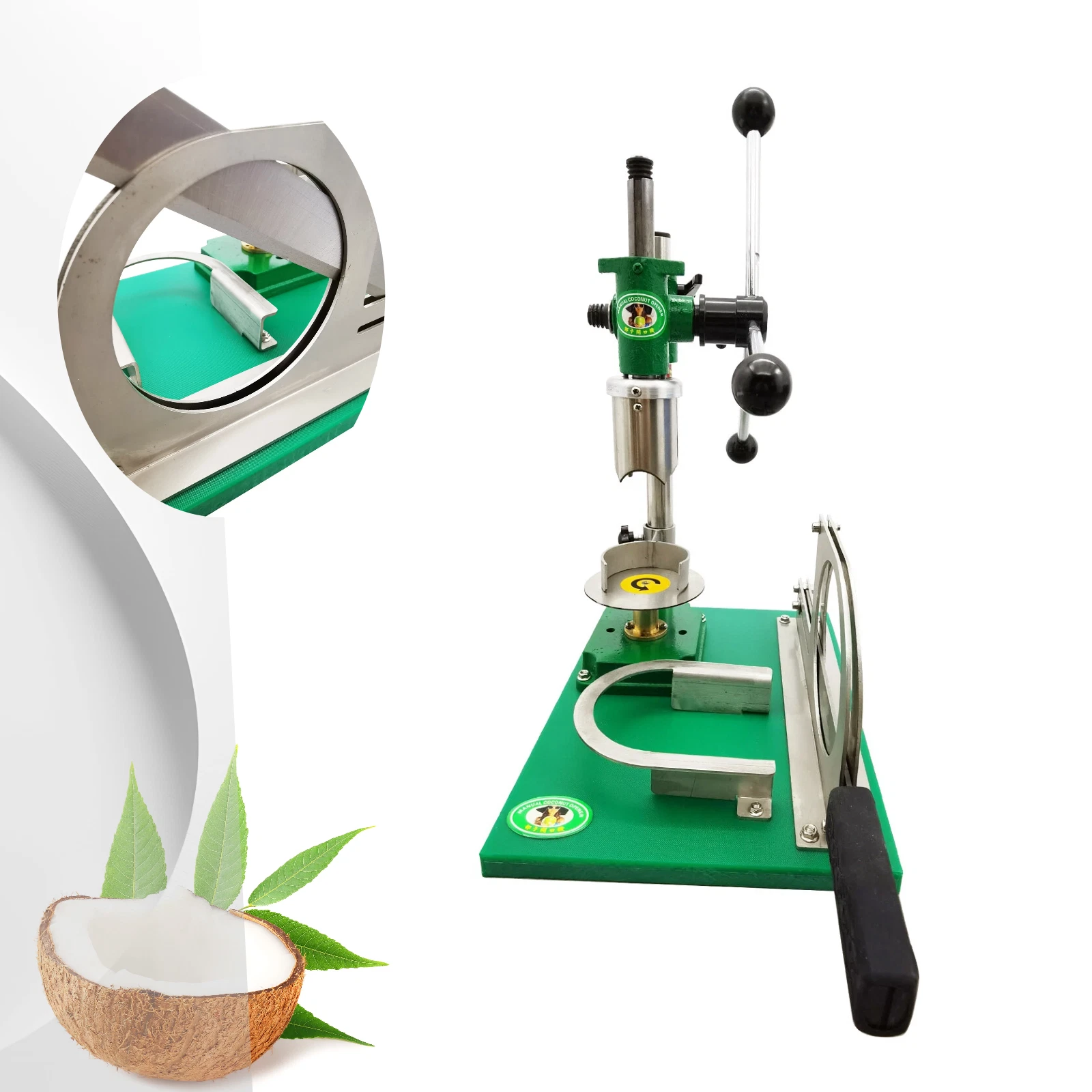 Manual Coconut Peeler & Opener Machine Desktop 3-Handles for Commercial Use