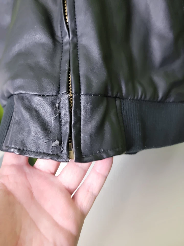 OBEY Imitación Cuero Chaqueta Bomber 2 en 1 Sudadera Abrigo Hombre Mediano  Foto 3 de 4