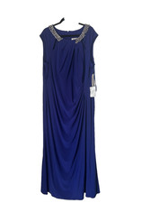 Eliza J Beaded Neck Ruched Gown Size 22W Cobalt Royal Blue Draped Maxi Dress