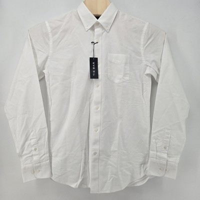 The Tie Bar Dress Shirt Men's 15.5 White Button Down Long Sleeve Preppy Designer