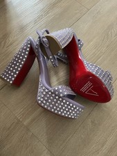 Christian Louboutin New Rhinestone Platform Shoes Heels Sandals 39.5 - 9.5