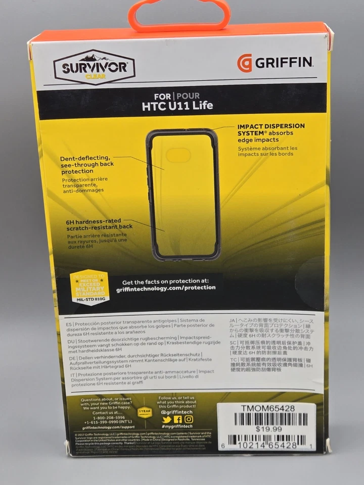 Lot Of 2 HTC U11 Life Case – Griffin Survivor Clear Slim Protective Case - Image 3 of 4