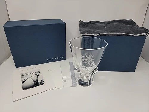 Vintage Steuben Art Glass Vase Hershey PA 100th Anniversary Cocoa Bean Baby 1994