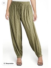 Womens Green Floral Jogger Pants Drawstring E...
