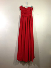 Lulus Moonlight Serenade Strapless Maxi Dress M Red Bridesmaid Gala Formal Slit