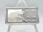 1976 1oz .999 Fine Silver Hamilton Mint "Wyoming 44th State" Art Bar