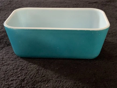 Vintage Pyrex Turquoise Refrigerator Dish 7" Aqua Milk Glass MCM 501