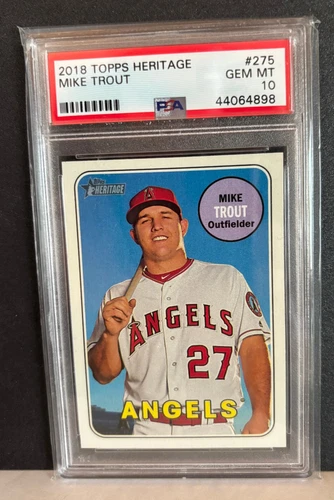 2018 TOPPS HERITAGE #275 MIKE TROUT ANGELS PSA 10 LA SP BASEBALL CARD 1969
