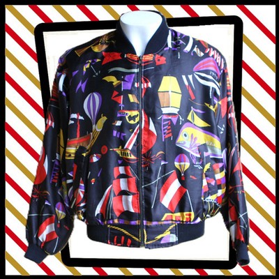 Vintage 90s Bomber JACKET Black/Ballons Large(M)/Medium 12-14(W) 231 G