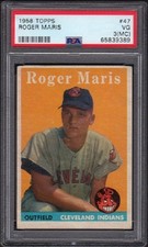 1958 Roger Maris Topps Baseball Rookie Card #47 Graded PSA 3 MC (VG). rookie card picture