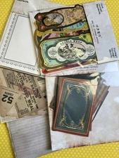 Ephemera Vintage Labels Sticker Kit Lot Scrapbooking Junk Journal Tags Borders