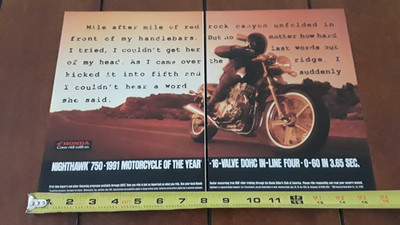 1991 HONDA NIGHTHAWK 750  -  ORIGINAL 2 PAGE AD