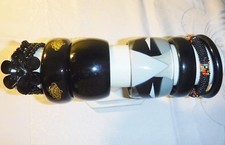 *COOL EXCELLENT VINTAGE LUCITE PLASTIC BLACK  & MULTI BANGLES COLLECTION 7 CHIC