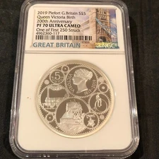 2019 PIEFORT GREAT BRITAIN 5 POUND QUEEN VICTORIA 200TH ANNIVERSARY PF70  #70n