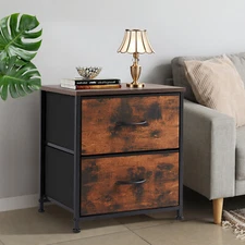 1pcs Nightstand End Table with 2 Fabric Drawers Bedroom Side Table Bedside Table