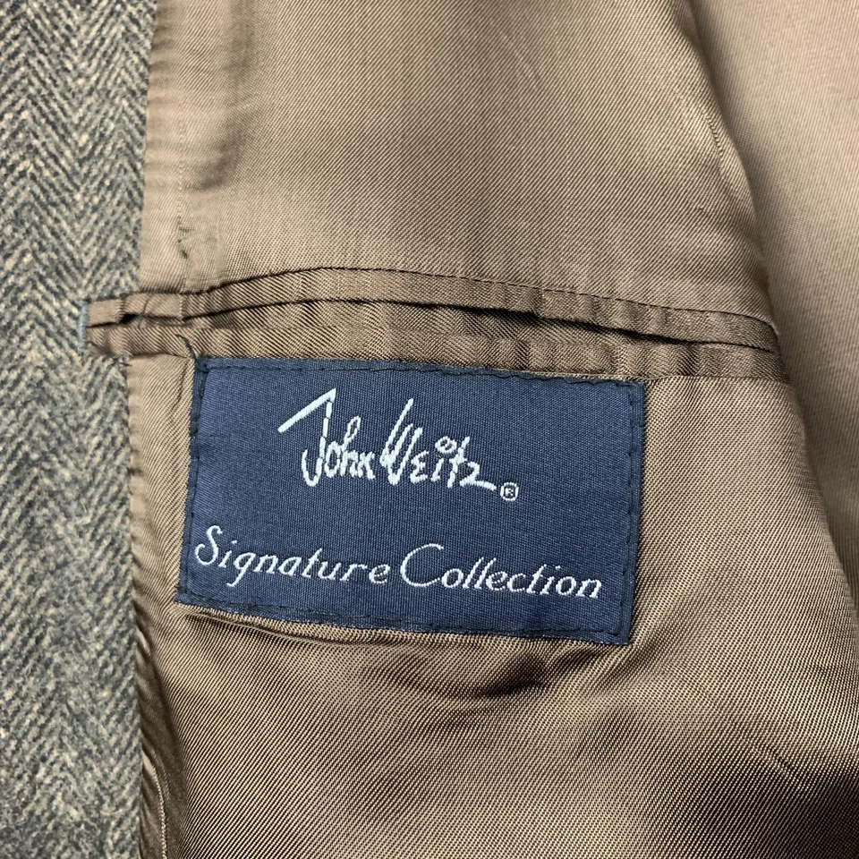 Blazer masculino John Weitz lã cabelo camelo espinha de peixe 42S jaqueta casaco preppy casual - Imagem 3 de 4