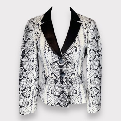 Nanette Lepore Women's Python Snake Print Blazer Silk Leather