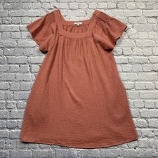 Madewell Lightspun Butterfly Square-Neck Mini Dress Muted Pink Medium w Pockets