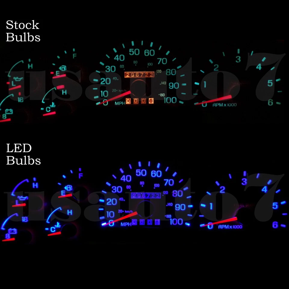Cluster Gauge & AC Heater Climate Blue LED LIGHTS Fit 97-98 Ford F150 Expedition Foto 3 de 4