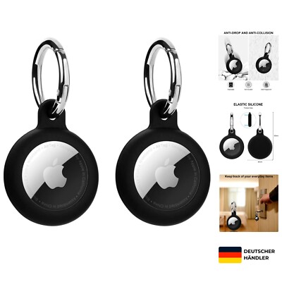2er Pack Silikon Hülle für AirTag Anhänger mit Schlüsselanhänger, Schutzhülle...